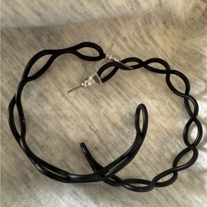 NEW MARLYN SCHIFF Unique Hoop Earrings in Black